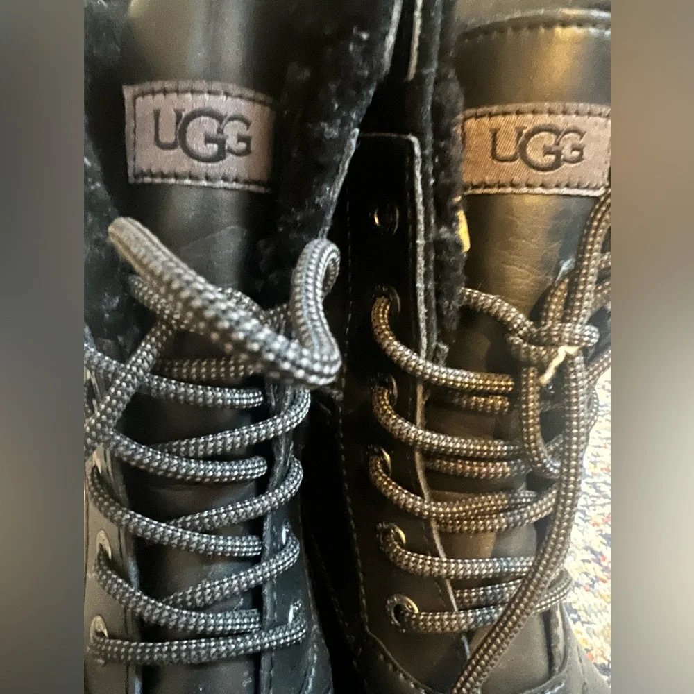 Kids UGG Black Lace-Up Winter Boots
